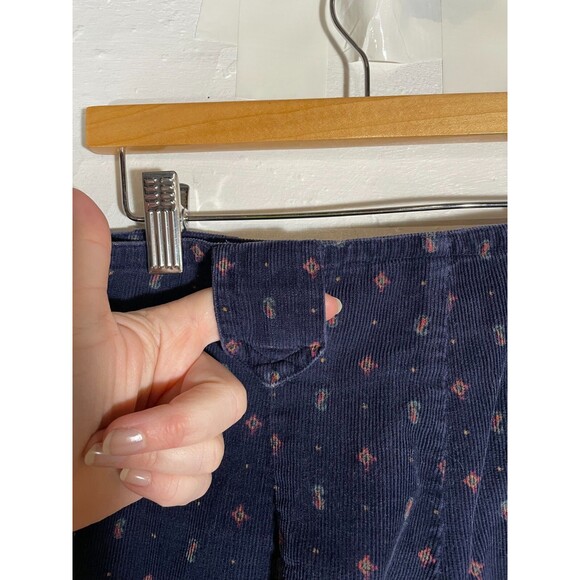 Vintage Corduroy Pants Navy Red Print High Waist Button Leg 80s 90s Boho 29x28 - Picture 13 of 16